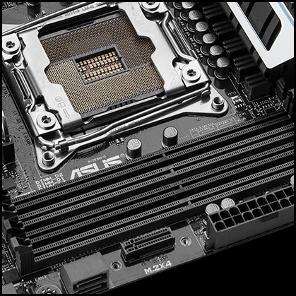 Close-up of ASUS X99 CPU socket